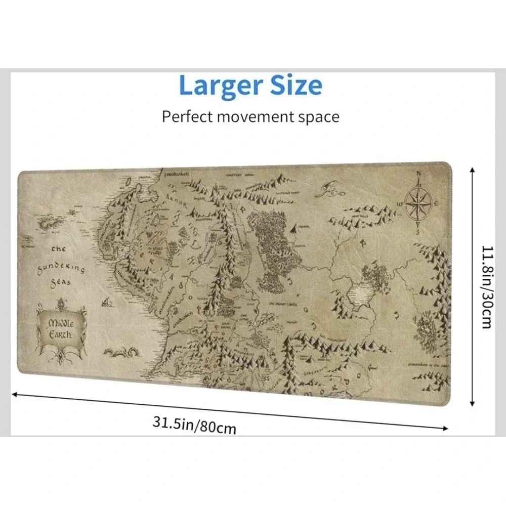 Middle Earth Fantasy Map XL Desk Mat / Gaming Mouse Pad‎ (31.5